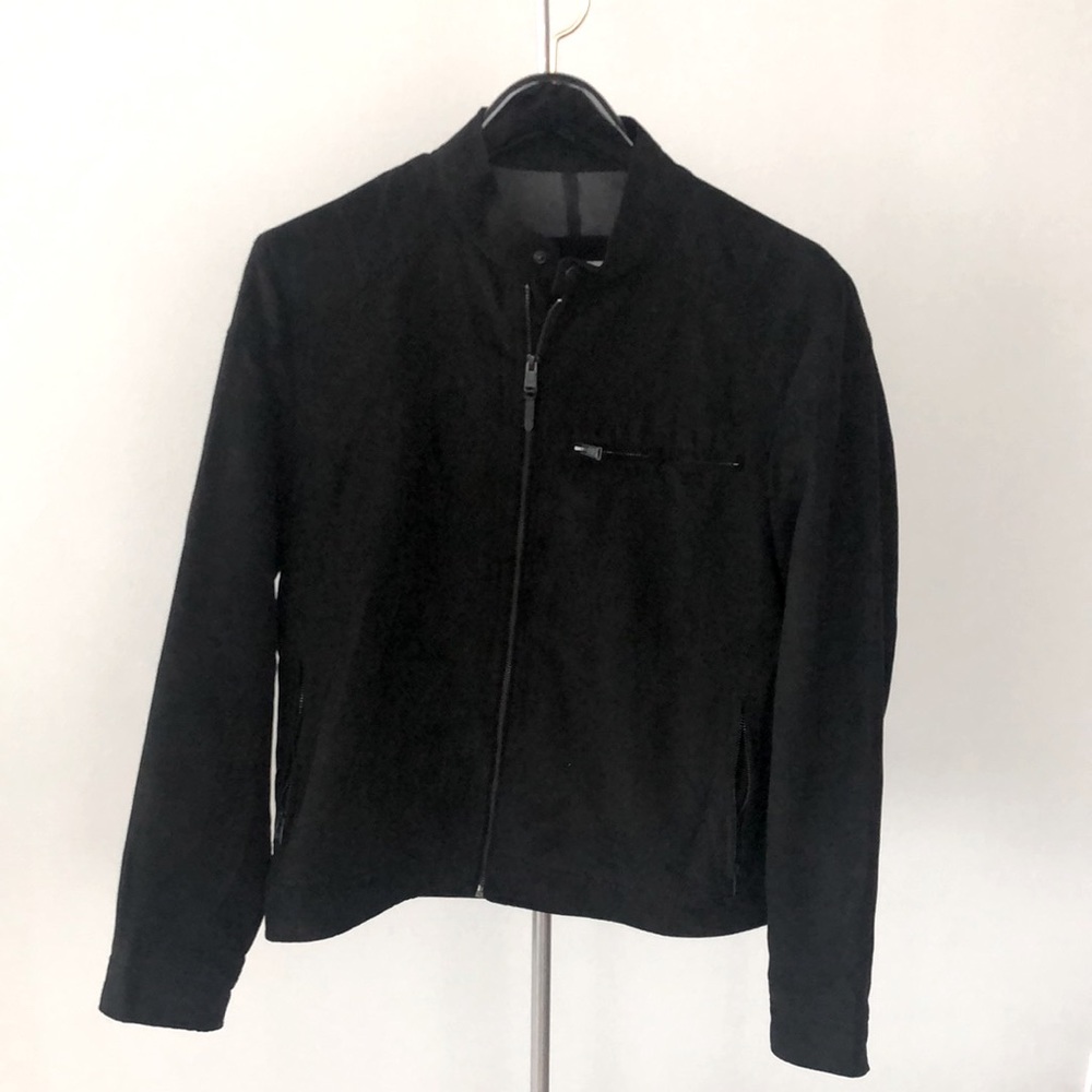 Mango man ultra suede black motorcycle jacket